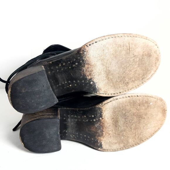 FREEBIRD by Steven Women's CASEY Black Leather Suede Ankle Boots Booties Size 8 - Picture 12 of 15